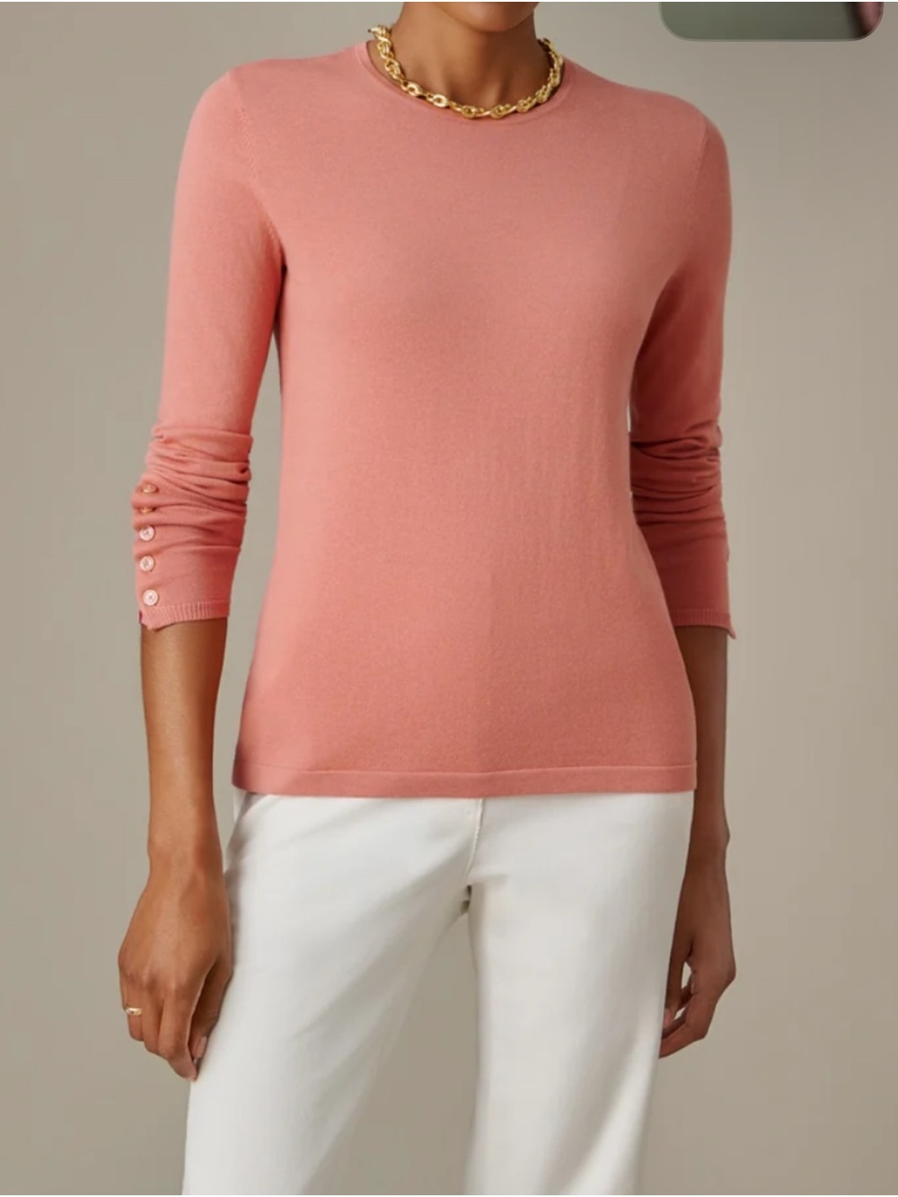 J. McLaughlin Coral Crewneck Sweater - Bright Coral